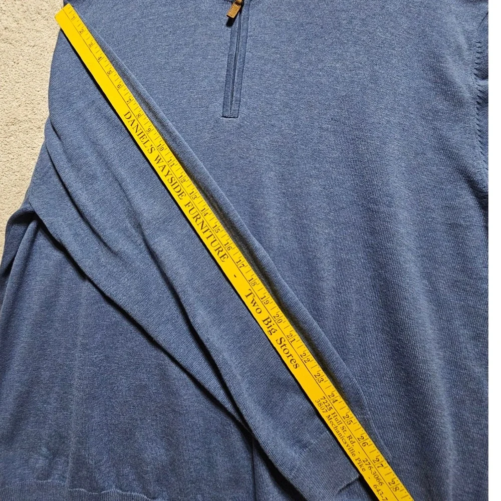 Roundtree & Yorke Mens 2XB Blue Quarter Zip Pullover Sweater Cotton Blend - Picture 11 of 11